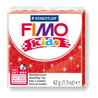 Modelliermasse Fimo kids rot glitter