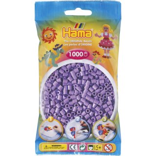 Hama Perlen 207-45 - Perlenbeutel 1000 St&uuml;ck pastell-lila