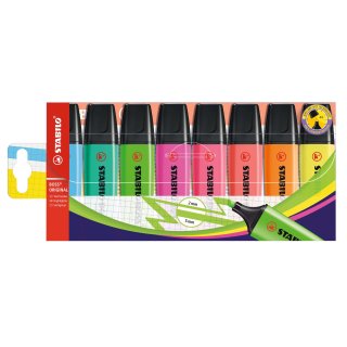 Textmarker - STABILO BOSS ORIGINAL - 8er Pack - mit 8 verschiedenen Farben