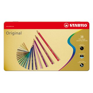 Premium-Buntstift - STABILO Original - 38er Metalletui - mit 38 verschiedenen Farben