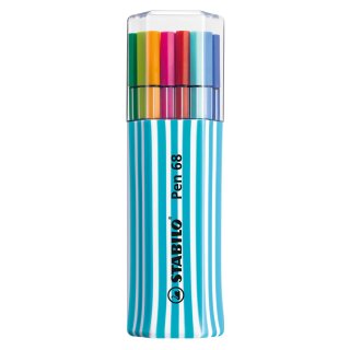Premium-Filzstift - STABILO Pen 68 - 15er Single-Pack hellblau - mit 15 verschiedenen Farben