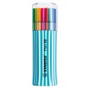 Premium-Filzstift - STABILO Pen 68 - 15er Single-Pack hellblau - mit 15 verschiedenen Farben