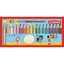 Buntstift, Wasserfarbe &amp; Wachsmalkreide - STABILO woody 3 in 1 - 18er Pack mit Spitzer und Pinsel - mit 18 verschiedenen Farben
