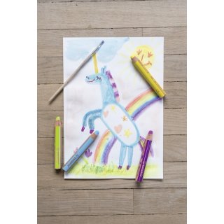 Buntstift, Wasserfarbe &amp; Wachsmalkreide - STABILO woody 3 in 1 - 6er Pack mit Spitzer - mit 6 verschiedenen Farben