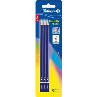 Bleistift HB, sechskant 3St. auf Blisterkarte