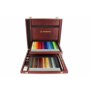 Pastellkreidestift - STABILO CarbOthello - 60er Holzkoffer - mit 60 verschiedenen Farben