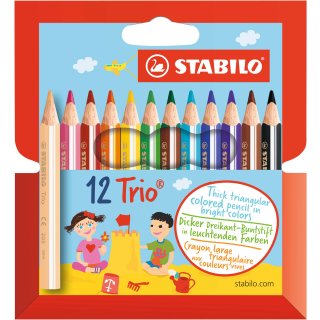 Dreikant-Buntstift - STABILO Trio dick kurz - 12er Pack - mit 12 verschiedenen Farben