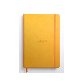 Rhodiarama Notizbuch fester Einband A5, 96Bl blanko, Papier elfenbein 90g, mit Gummizugverschluss - Narzisse