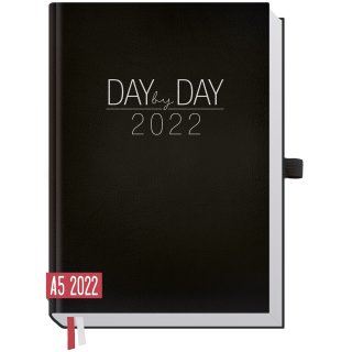 Organizer Day by Day 2022 - 1 Tag/Seite 12 MONATE [Schwarz]
